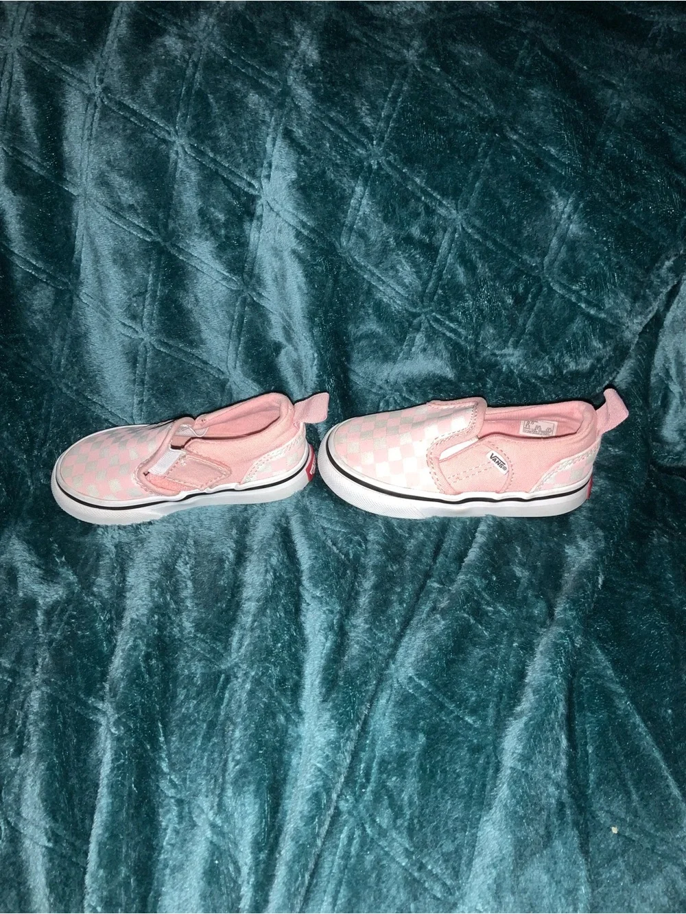Vans Classic Slip On Shoes Toddler Size 6 Pink White Checkerboard Sneakers